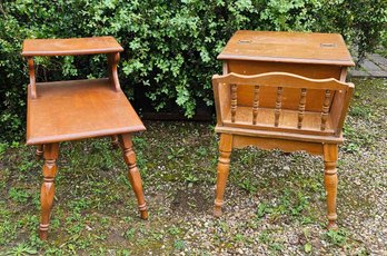 2 Wooden End Tables, 1 W Hinged Top For Storage