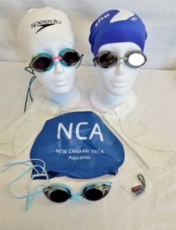 Speedo Swim Caps And Mirrored Speedo Vanquisher 2.0 Mirrored Adjustable Swim Goggles