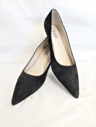 Women's RSVP Black Faux Suede 'maren' Pointed Toe  Kitten Heel Pumps Size 9M