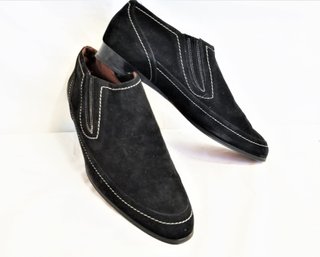 RARE Vittorio Ricci Handmade Black Suede Slip On Shoes/booties SIZE 10N Made In Italy