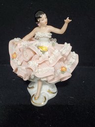 Vintage Dresden Germany Lace Porcelain Ballerina Figurine