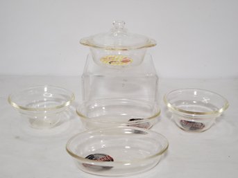 New Old Stock Vintage Small Clear Baking Dishes From Glasbake, Fire-King