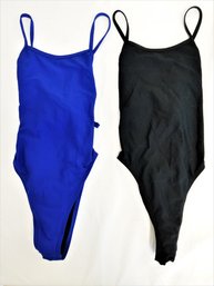 Jolyn Performance JACKSON 4 Tie Back One Piece Black And Blue Swimsuits Size 28