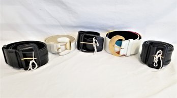 Women's Black And White Genuine Leather Belts Size Medium