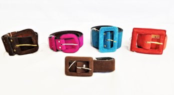 Five Women's Multicolored Suede Belts Size Medium