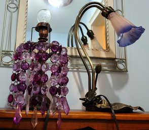 Purple Tulip Lamp Paired With Purple Crystal Light