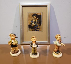 Trio Of Hummels And Small Harlequin Print