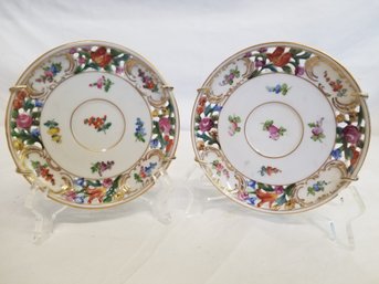 Two Vintage Schumann Dresden Demitasse Saucers