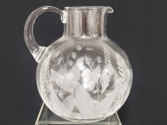 Lovely Tiffany & Co Signed Lily Of The Valley Glass Pitcher