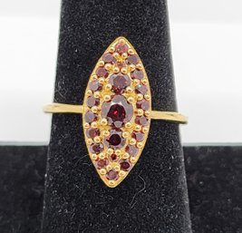 Mozambique Garnet Elongated Ring In Vermeil Yellow Gold Over Sterling