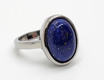 Lapis Lazuli Saddle Ring In Stainless