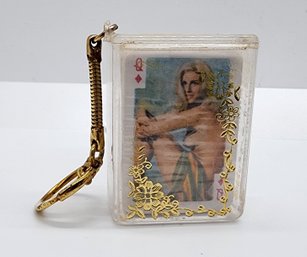 Vintage Risque Mini Nude Playing Cards Keychain