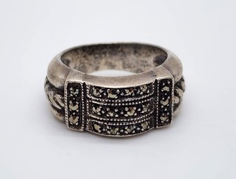 Vintage Marcasite Ring In Sterling