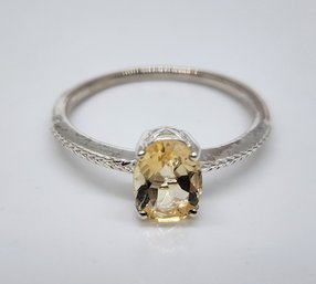 Brazilian Citrine Solitaire Ring In Sterling Silver