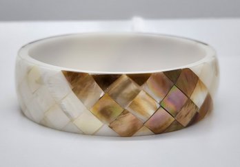 Inlay Shell With White Resin Bangle Bracelet