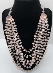 Rose Quartz Necklace In 14k Rose Gold Over Sterling