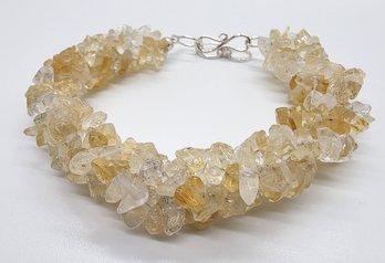 Brazilian Citrine Chips Twisted Bracelet In Platinum Over Sterling