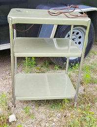 Metal Cart W Wheels And Attached Electric Cord