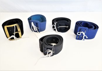 Five Women's Black/blue And Gray Belts Size Medium