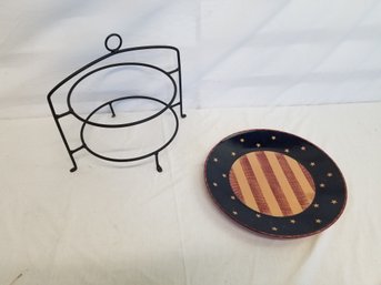 2-Tier Metal Serving Stand & Fourth Of July Plate