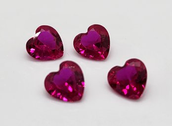 4 Natural Ruby Hearts