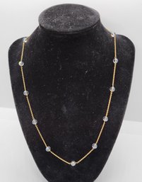 Austrian Crystal Station Necklace In 14k Yellow Gold Over Sterling