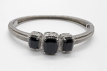 Thai Black Spinel Bracelet In Stainless