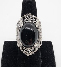 Bali, Australian Black Tourmaline Ring In Sterling