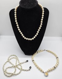 Lot Of 3 Vintage Faux Pearl Necklaces