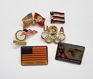 Lot Of 6 Vintage USA Pins