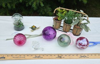 Decor Lot W Crystals And Glass Balls