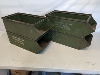 Vintage Large Heavy Steel Stackable Industrial Stack Bins