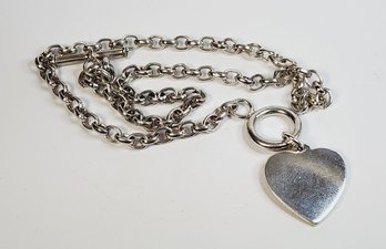 Sterling Silver Chain Link Necklace 'Tiffany LIKE' With Heart Charm (Previous Matching)