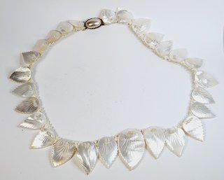 Unique Vintage Mother Of Pearl Like Woven Necklace