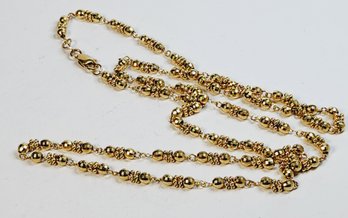 Unique Beautiful 14k Yellow Gold Fancy Beaded Ball Link Necklace