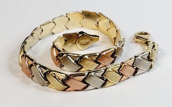 Different 10k Gold Three Tone Turkish Made Bracelet