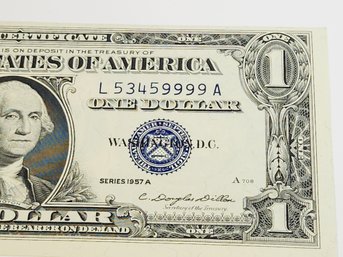 1957  $1 Dollar Blue Seal Silver Certificate   Crispy 66 Years Young