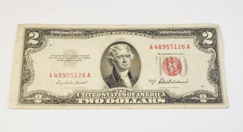 1953  $2 Dollar Red Seal  U S Note  (70 Years Old)