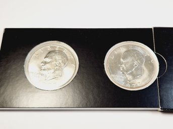 Eisenhower Dollar Collection With P And D 1977 Eisenhower Dollars In Display Case