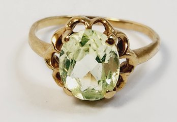 Sweet 14 K  Yellow  Gold Peridot  Ring