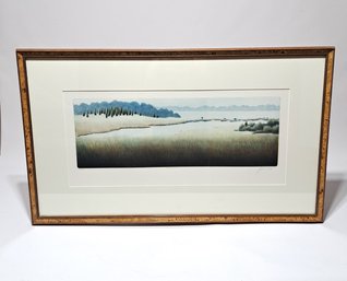 'Remembering' 1987 Lake Scene Framed Etching Wall Art, Signed Litho 87/120