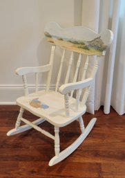 Child's Rocking Chair With Beach Theme And Pillow. - - - - - -- - - - - - - - - - - - - - -- - - -Loc:SR