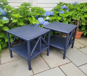 Serena And Lily Trestle (Resin) End Tables Finished In Dark Blue. $800 Retail !- - - - - - Loc: SR