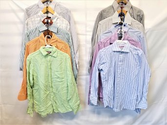 10 Men's Long Sleeve Designer Shirts: Zegna, Eton, Canali, Noformis And More Sizes M To XL (LOT 1)