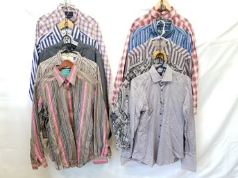 Men's Long Sleeve Designer Button Down Shirts: R. Graham, Eton And More!  Szs Medium To XXL (Lot 3)