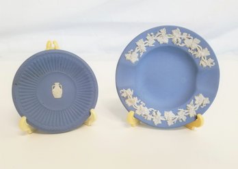 Vintage Wedgewood Jasper Blue Ashtray And Mini Trinket Dish Made In England