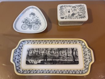 Arabia Of Finland Triangle Plate And Box Paired With Noritake Plate