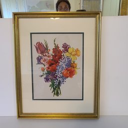 Vintage Double Matted Floral Print Signed