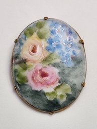 Beautiful Vintage Hand Painted Artisan Floral Brooch