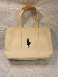 Ralph Lauren Polo Tote.  Camel Brown Leather On Handles. ------------Loc:S3.